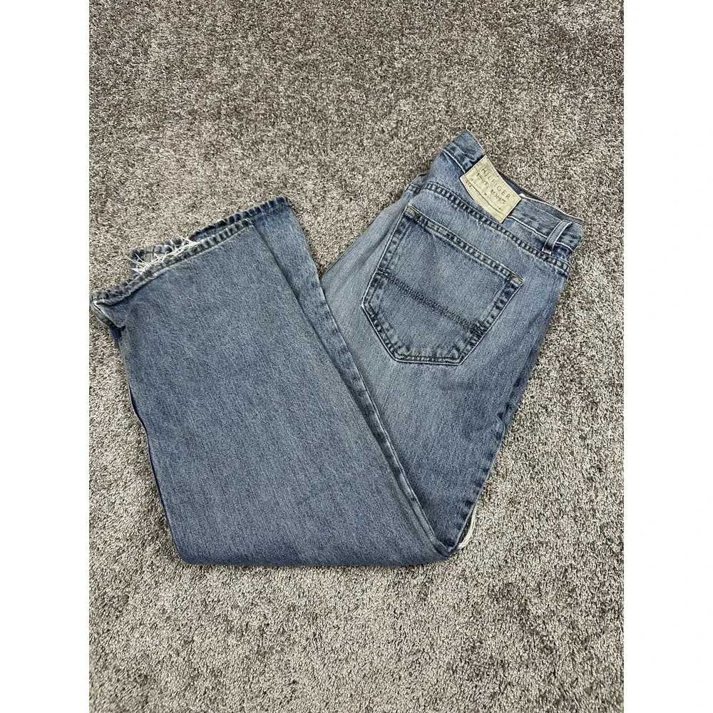 Vintage Tommy‎ Hilfiger Jeans Mens 38x30 Y2K Grunge Distressed Baggy Thrashed